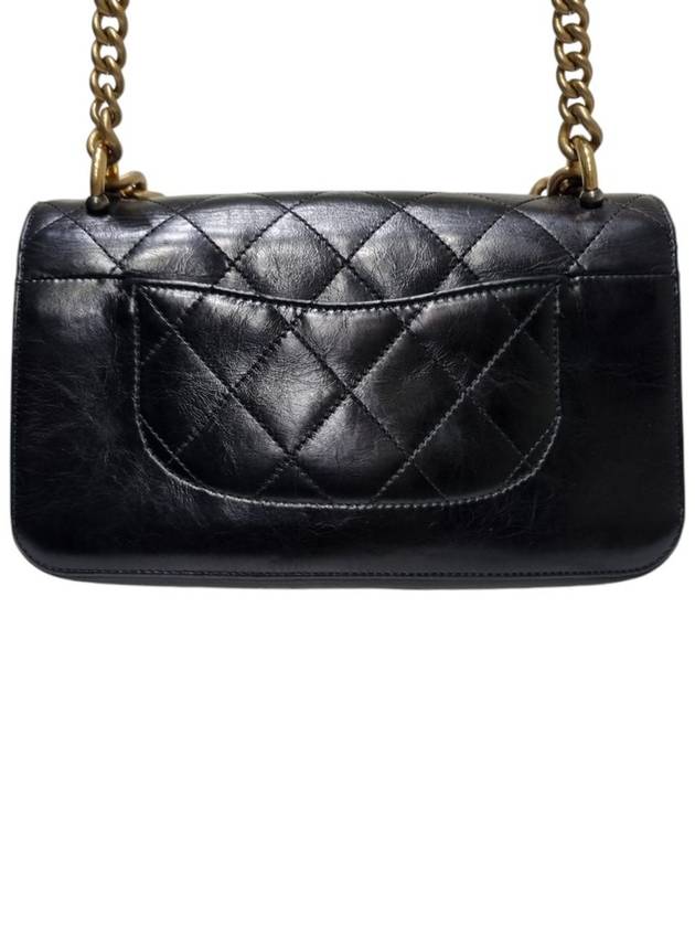 A91864 Black Calfskin Triple Flap Gold Chain Shoulder Bag - CHANEL - BALAAN 3