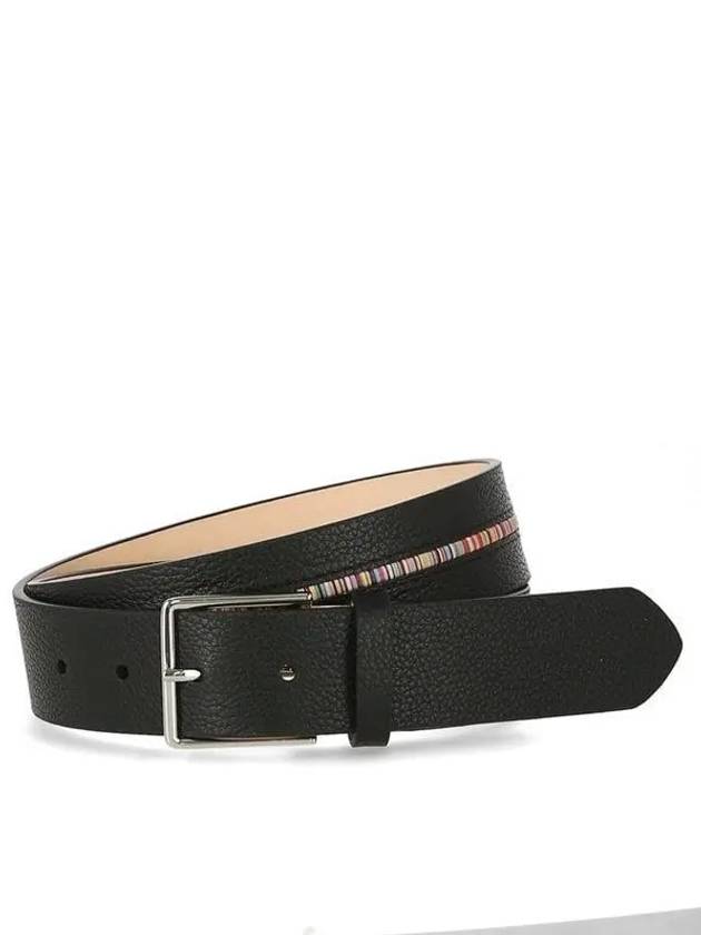 Signature Striped Leather Belt Black - PAUL SMITH - BALAAN 2