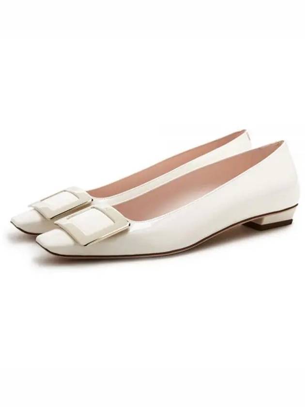 Women's Belle Vivier Metal Buckle Pumps Flat Shoes Cream - ROGER VIVIER - BALAAN 2