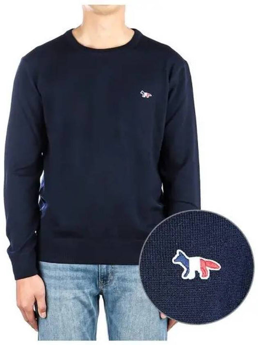 Unisex tricolor fox knit FU00502KT1036 NAVY 271871 - MAISON KITSUNE - BALAAN 1