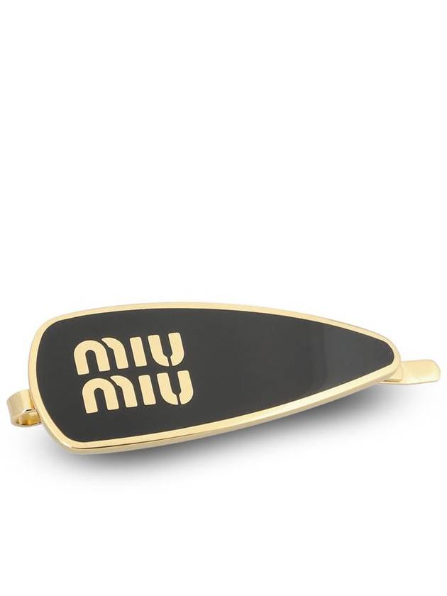 Engraved Logo Enamel Hair Clip Black - MIU MIU - BALAAN 2