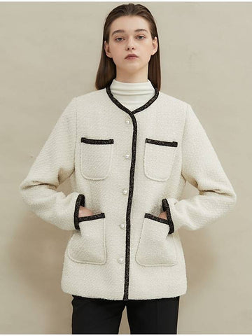 Pearl Soft Tweed Jacket Ivory - MANAVIS7 - BALAAN 1