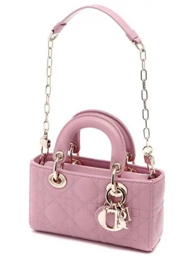 Lady D Joy Cannage Lambskin Micro Tote Bag Antique Pink - DIOR - BALAAN 1