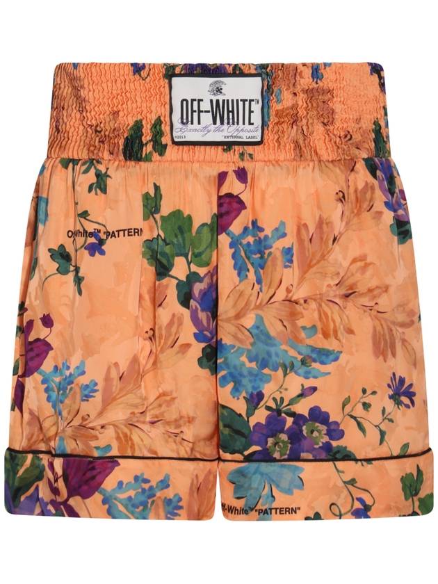 Logo Patch Floral Print Shorts Peach Orange - OFF WHITE - BALAAN 1