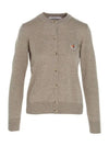 Fox Head Patch Adjusted Round Neck Cardigan Beige Melange - MAISON KITSUNE - BALAAN 3