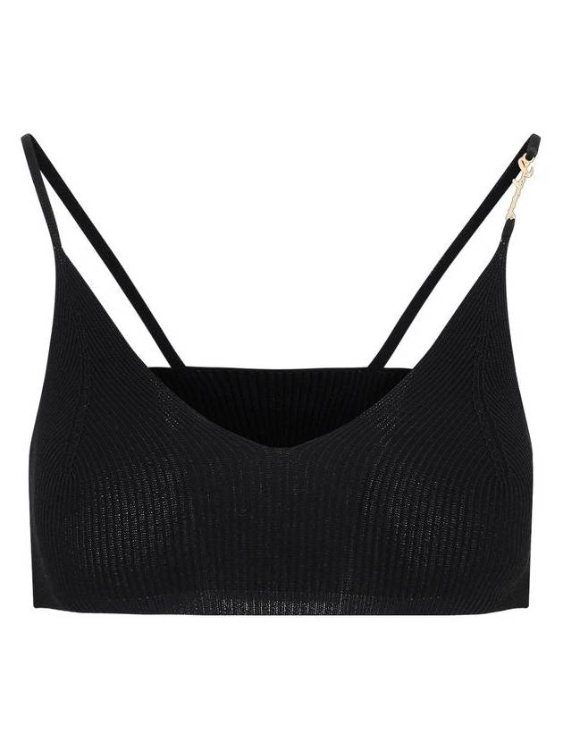 Le Bandeau Pralu Logo Knit Bra Black - JACQUEMUS - BALAAN 3