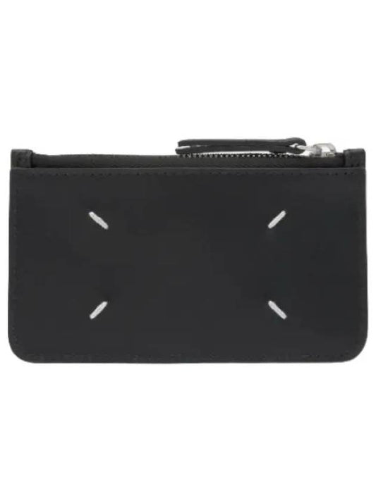 Stitched Zipper Card Case Black Wallet - MAISON MARGIELA - BALAAN 1