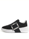 Viv Buckle Fabric Low Top Sneakers Black - ROGER VIVIER - BALAAN 4