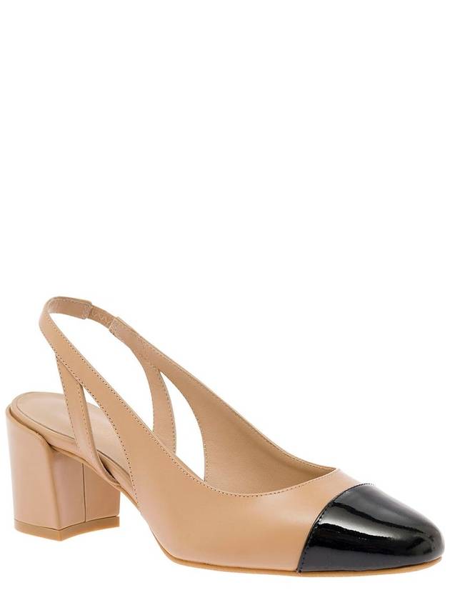 Beige Slingback With Contrasting Toe In Smooth Leather Woman - STUART WEITZMAN - BALAAN 3