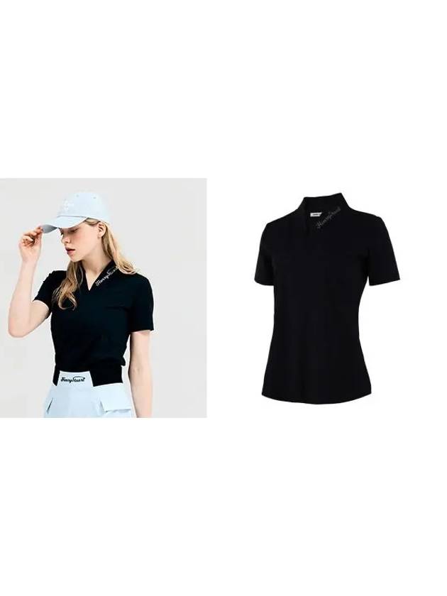 Golf Women s V neck Slit T Shirt Black - HENRY STUART - BALAAN 2