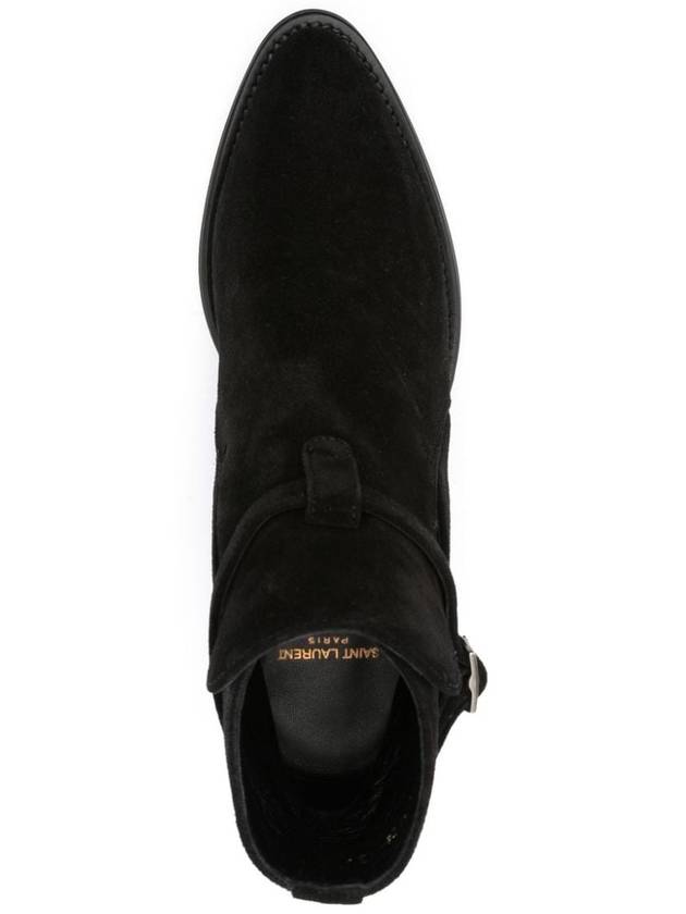 Suede Buckle Ankle Heel Chelsea Boots Black - SAINT LAURENT - BALAAN 5