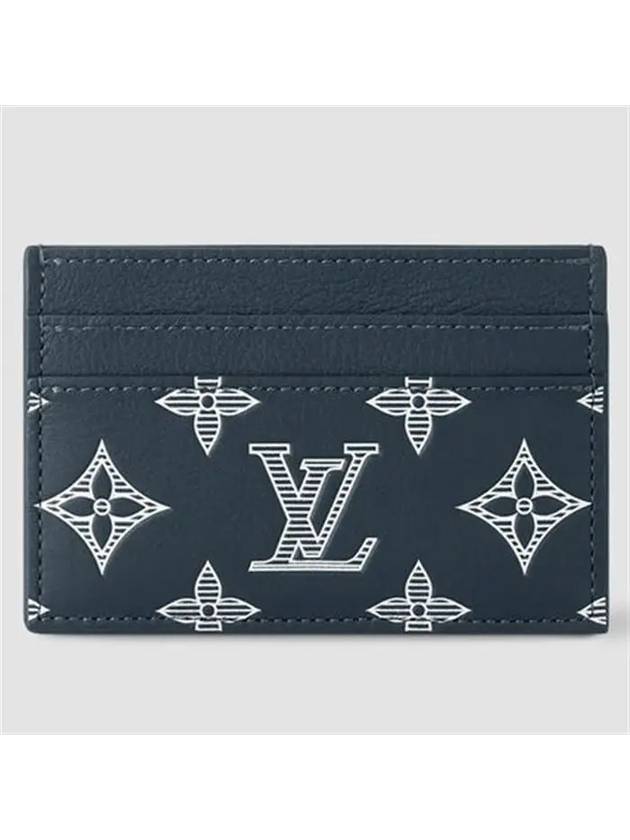 Double Monogram Shadow Calfskin Card Wallet Navy - LOUIS VUITTON - BALAAN 2