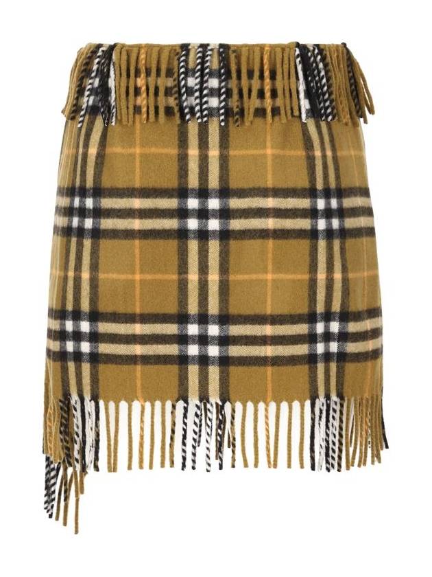 Check Wool Cashmere A-Line Skirt Oxide - BURBERRY - BALAAN 3