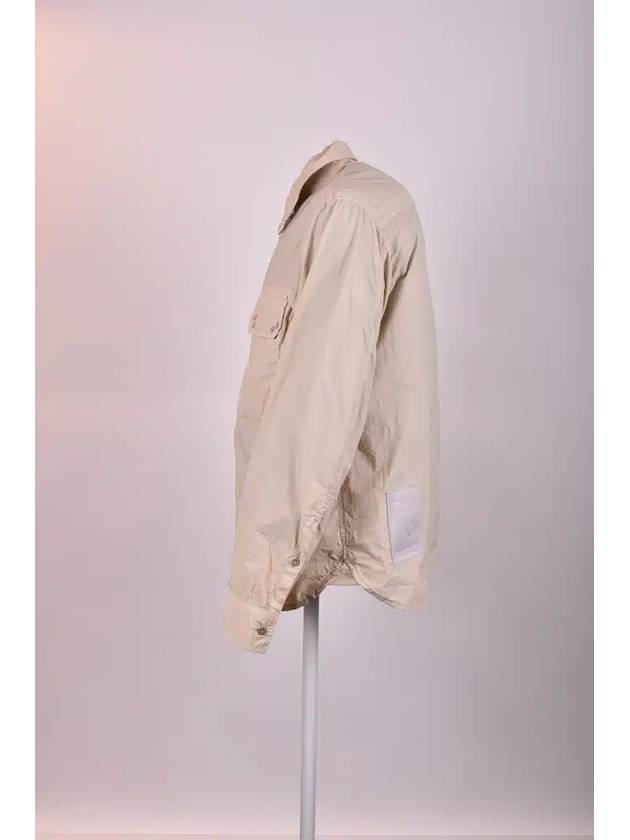 Classic Collar Garment Dyed Cotton Long Sleeve Shirt Beige - TEN C - BALAAN 4