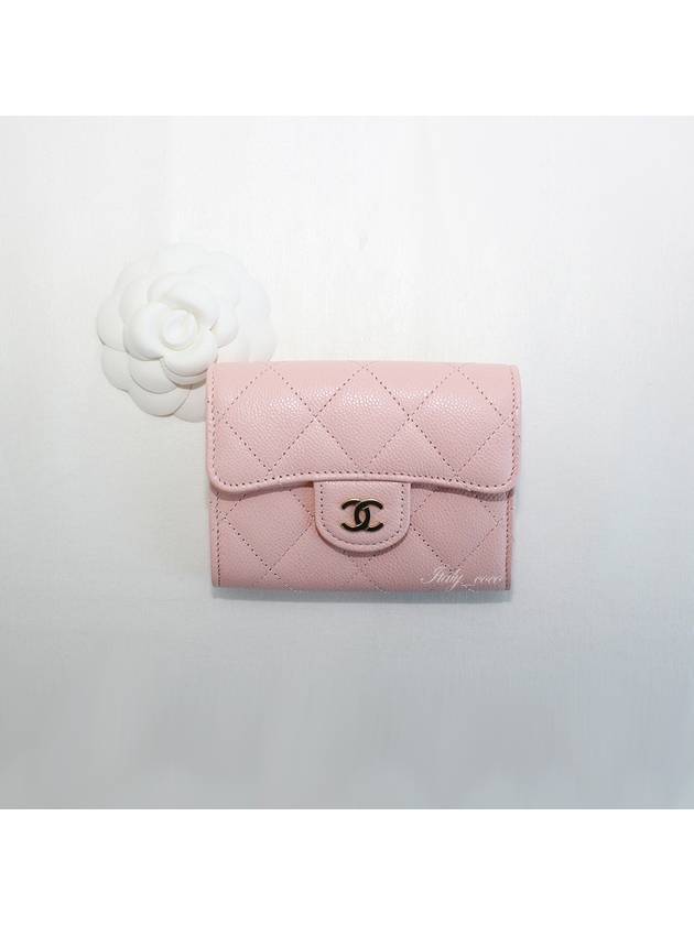 Women's Classic Flap Calfskin Card Wallet Pink - CHANEL - BALAAN 3