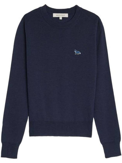 Women's Baby Fox Patch Regular Knit Top Deep Navy - MAISON KITSUNE - BALAAN 2