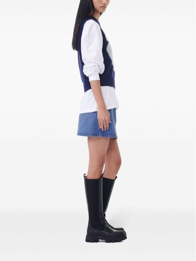 Logo Heart Gilet Vest Navy - GANNI - BALAAN 5