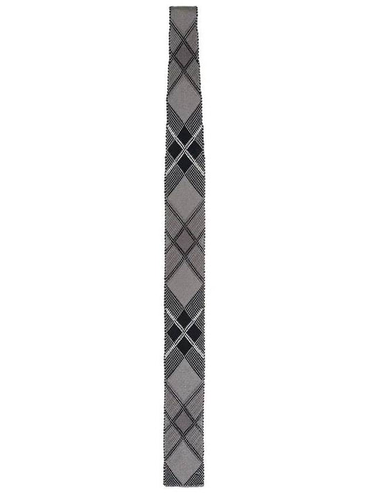 Tartan Jacquard Silk Knit Tie Medium Grey - THOM BROWNE - BALAAN 2