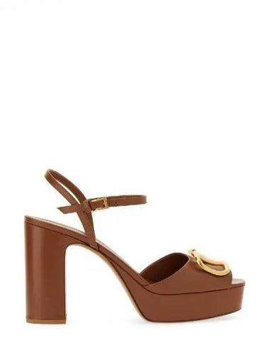 V logo leather sandal heel 270542 - VALENTINO - BALAAN 1