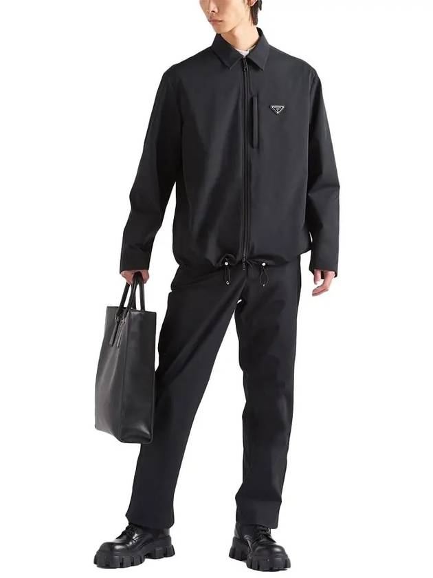 Triangle Logo Shirt Zip Up Jacket Black - PRADA - BALAAN 3