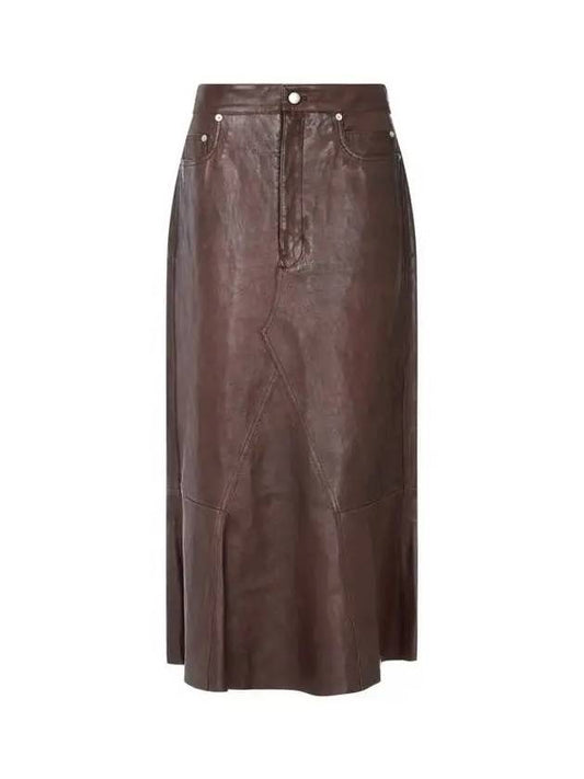 WOMEN Leather Godet Skirt Brown 271397 - RICK OWENS - BALAAN 1