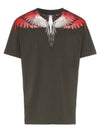 Double Wing Print Short Sleeve T-Shirt Khaki - MARCELO BURLON - BALAAN 1