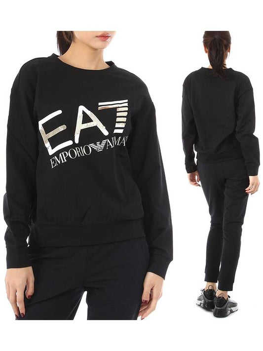EA7 Sequin Logo Sweatshirt Black - EMPORIO ARMANI - BALAAN 2