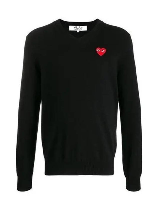 AZ N002 Red Heart Logo Patch Sweater AZN002051P1N002 1049820 - COMME DES GARCONS - BALAAN 1