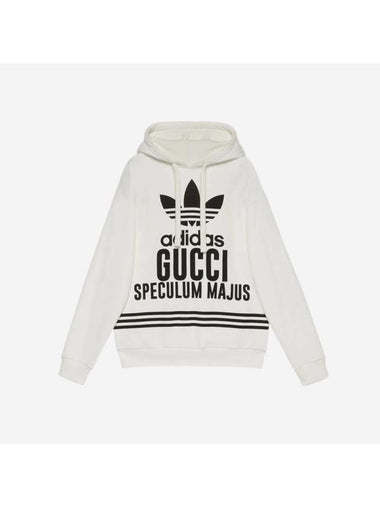 Adidas Logo Cotton Hoodie White - GUCCI - BALAAN 1