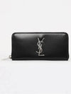 Monogram Silver Logo Long Wallet Black - SAINT LAURENT - BALAAN.