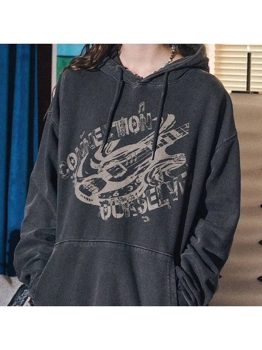 Women's Connection Rhythm Pigment Hooded Top Smoke Black - CPGN STUDIO - BALAAN 2