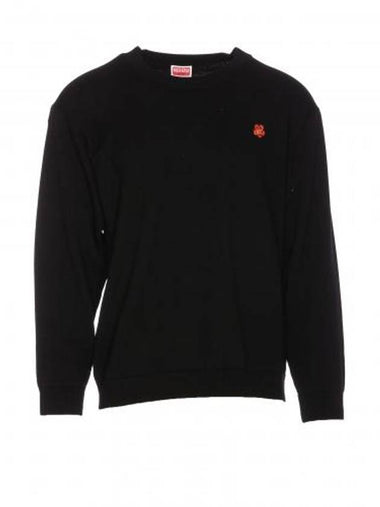 Boke Flower Crest Embroidered Wool Knit Top Black - KENZO - BALAAN 1