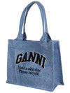 Embroidered Logo Canvas Large Tote Bag Blue - GANNI - BALAAN 2