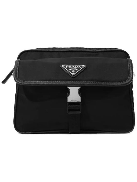 Re-Nylon Saffiano Leather Shoulder Bag Black - PRADA - BALAAN 2