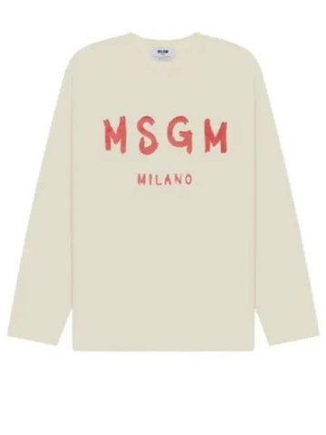 Logo Long Sleeve T-Shirt Cream - MSGM - BALAAN 1