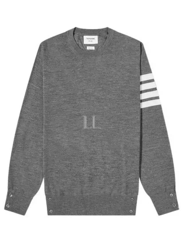 4 Bar Armband Classic Merino Wool Knit Top Light Grey - THOM BROWNE - BALAAN 2