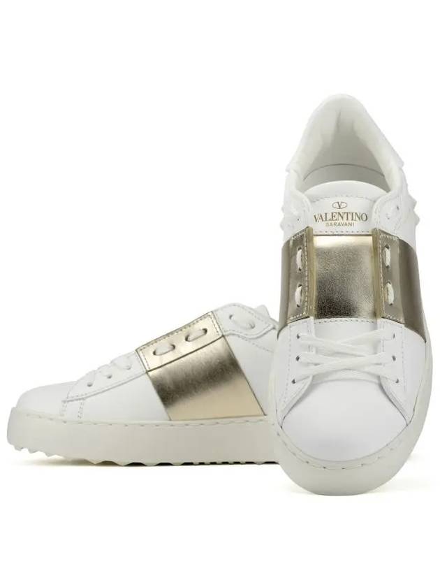 Metallic Open Low Top Sneakers White - VALENTINO - BALAAN 5