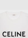 Cotton Jersey Loose Short Sleeve T-Shirt White - CELINE - BALAAN 3