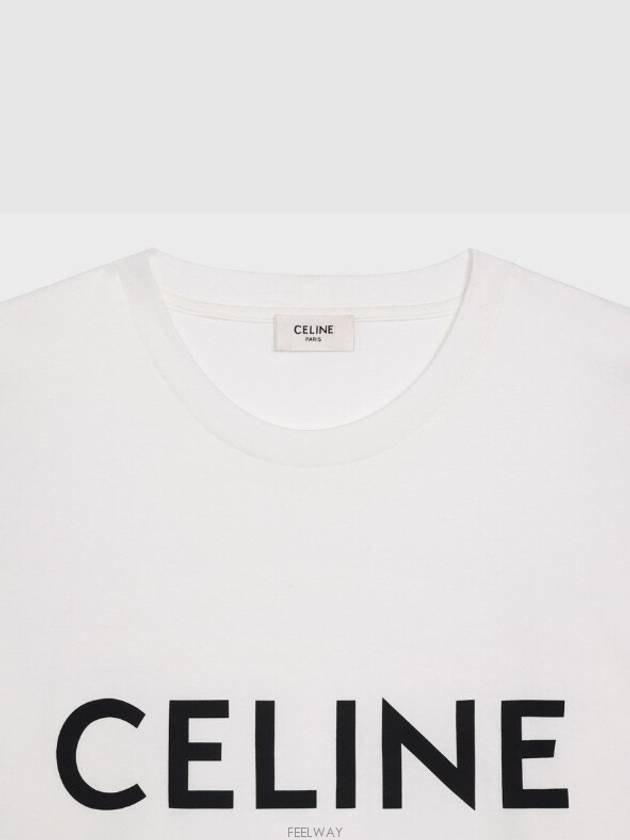 Cotton Jersey Loose Short Sleeve T-Shirt White - CELINE - BALAAN 3