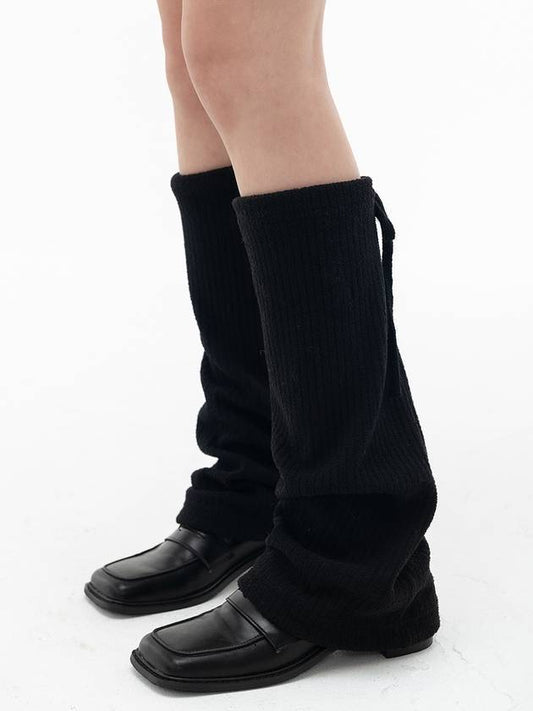 Ribbon Ribbed Boucle Leg Warmers Black - HIGH SCHOOL DISCO - BALAAN 2