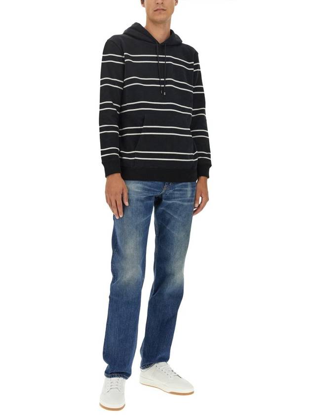 Stripe Hoodie Black - SAINT LAURENT - BALAAN 3