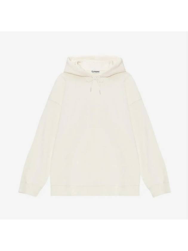 logo drawstring hooded top ivory - GANNI - BALAAN 4