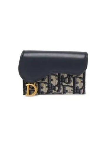 Women s Saddle Bloom Card Wallet DIOZAC75BLU - DIOR - BALAAN 1