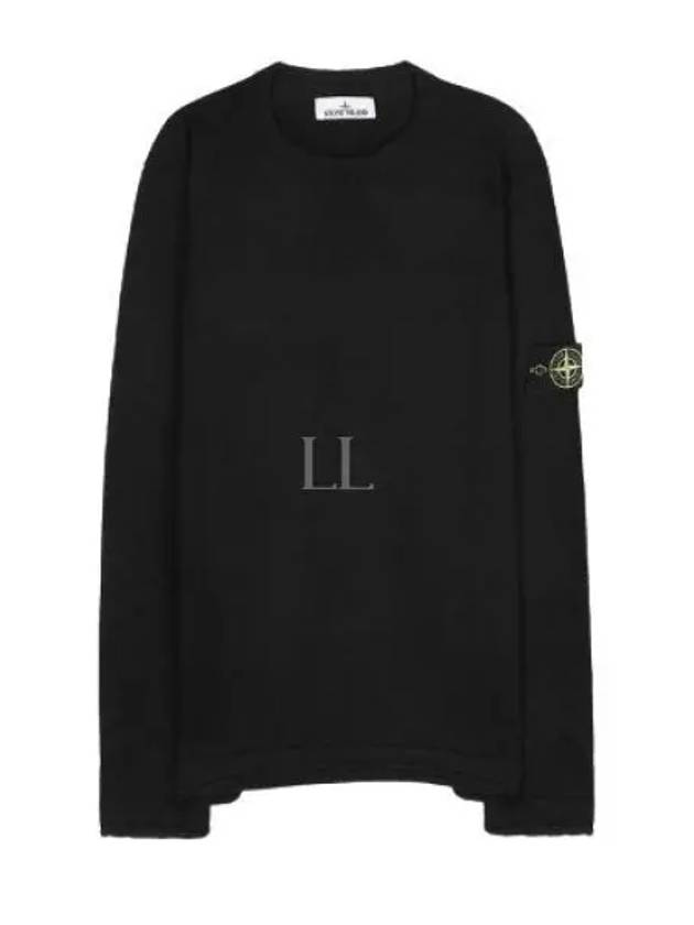 Compass Badge Ribbed Cotton Knit Top Black - STONE ISLAND - BALAAN 2