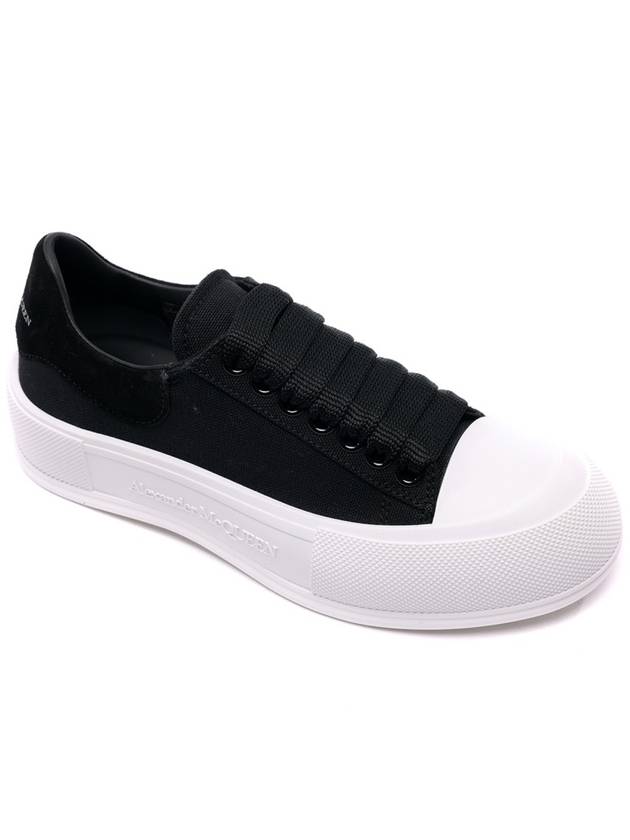 Deck Lace Up Plimsol Low Top Sneakers Black - ALEXANDER MCQUEEN - BALAAN 5