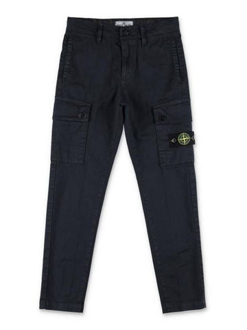 Kids 30115 Old Effect Garment Dyed Stretch Broken Twill Cargo Track Pants Navy - STONE ISLAND - BALAAN 1