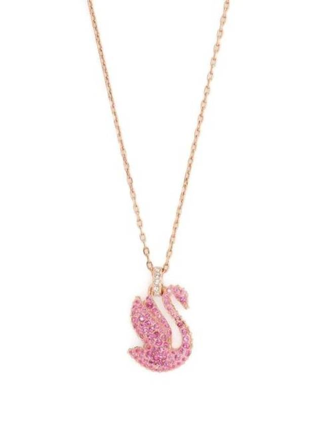 Iconic Swan Medium Pendant Necklace Pink Rose Gold - SWAROVSKI - BALAAN 1