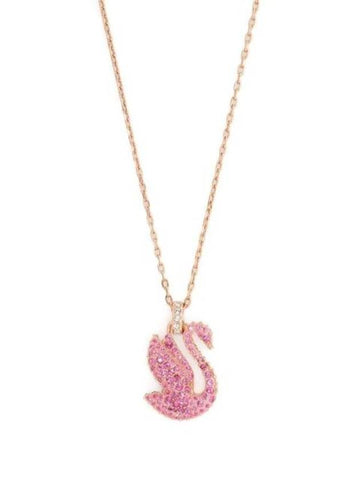 Iconic Swan Medium Pendant Necklace Pink Rose Gold - SWAROVSKI - BALAAN 1