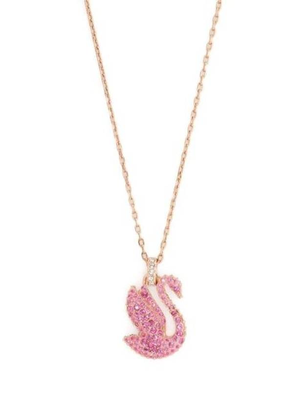 Iconic Swan Medium Pendant Necklace Rose Gold Pink - SWAROVSKI - BALAAN 1