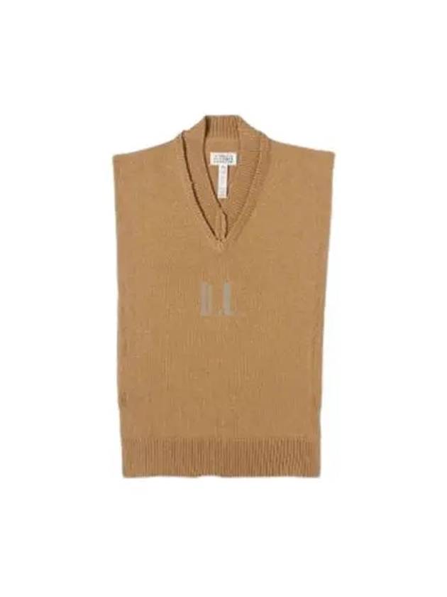 Layered Detail V-Neck Knit Vest Pink Beige - MAISON MARGIELA - BALAAN 2